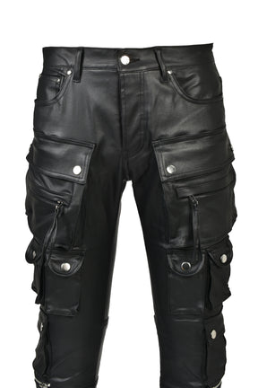 COATING SLIM CARGO PANTS / BLK