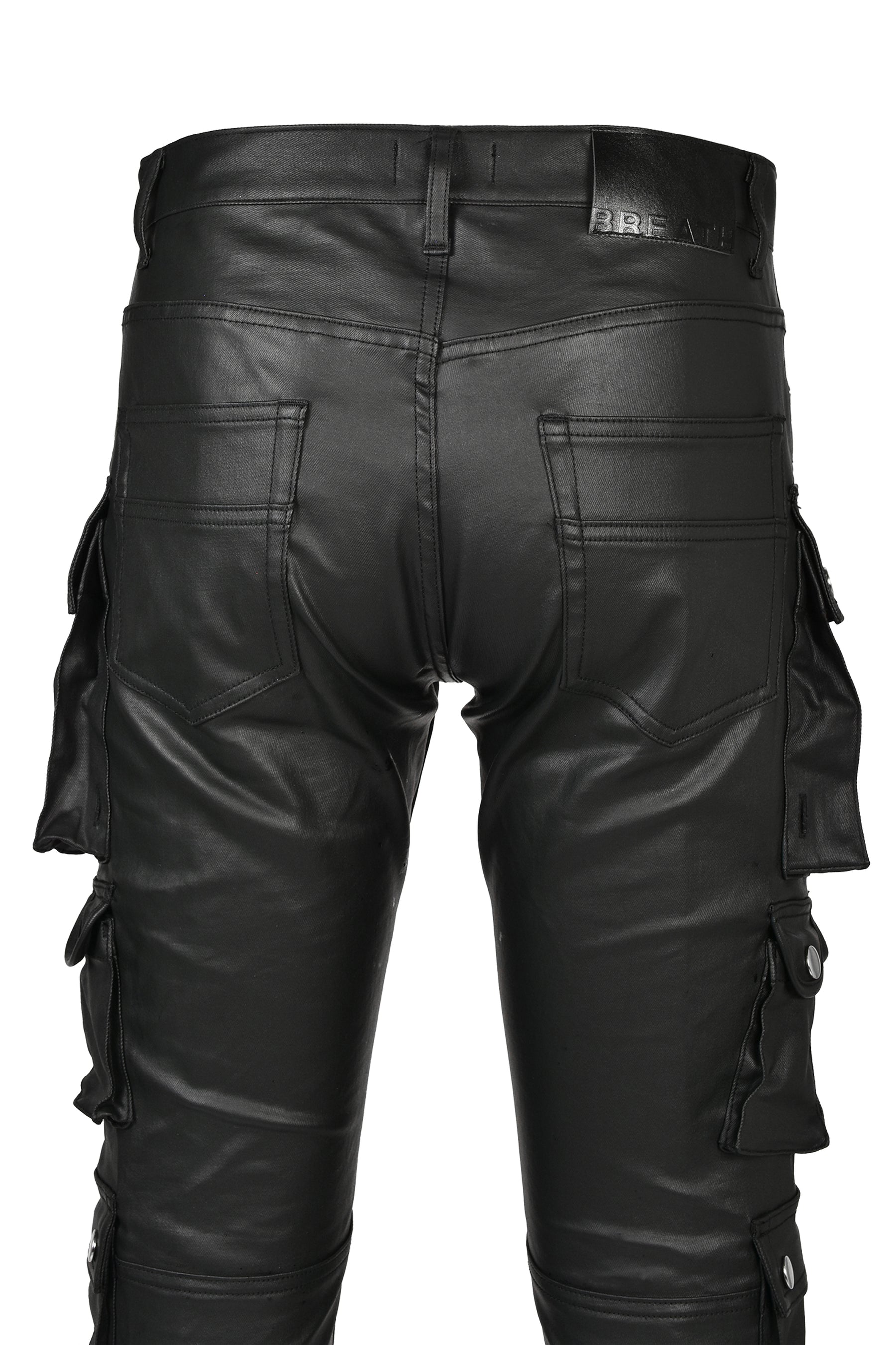 COATING SLIM CARGO PANTS / BLK