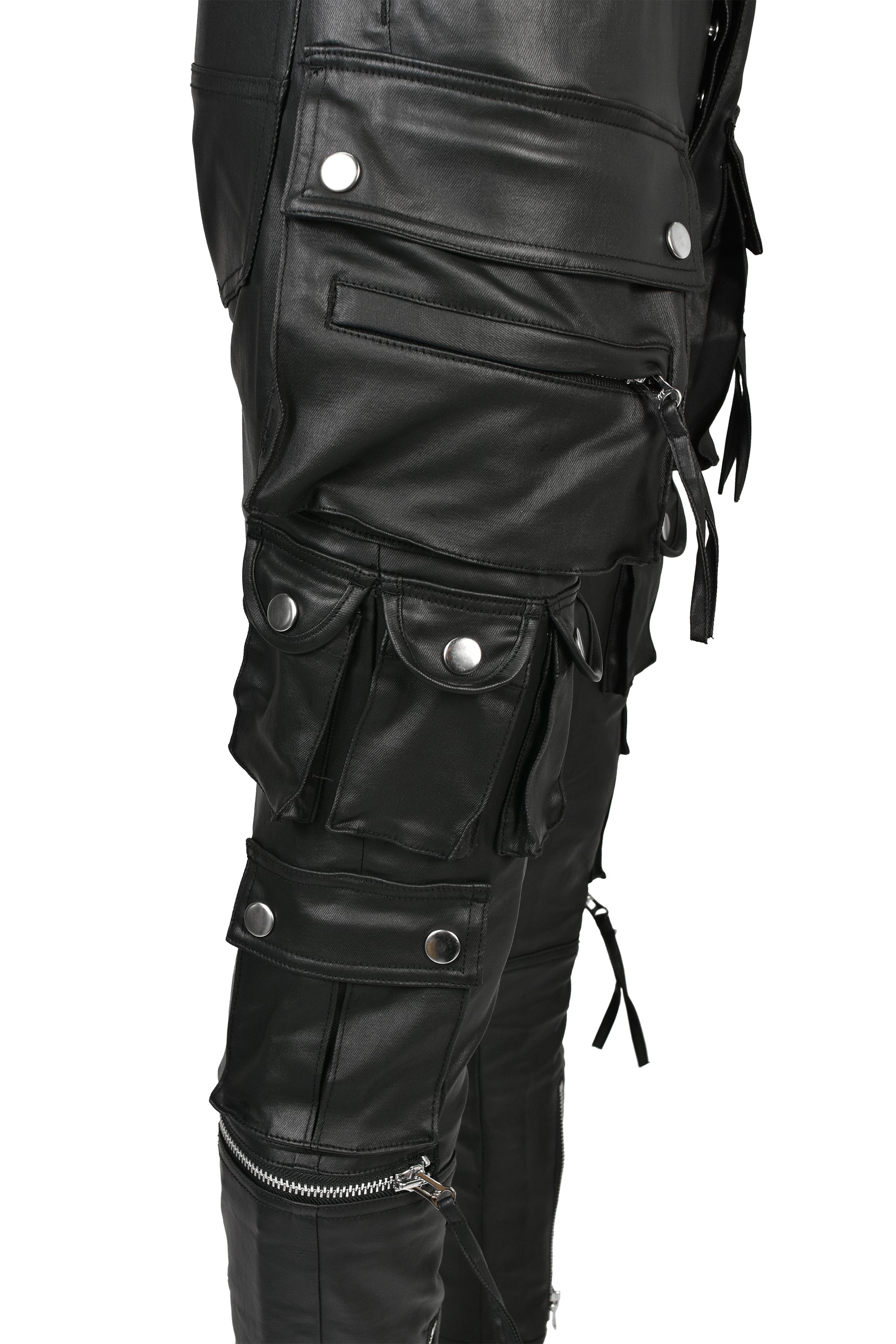 COATING SLIM CARGO PANTS / BLK