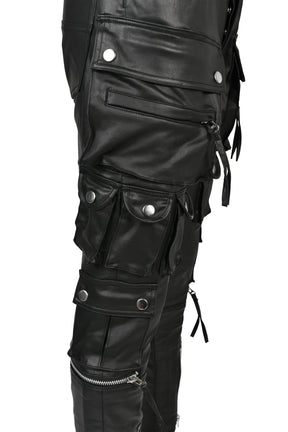 COATING SLIM CARGO PANTS / BLK