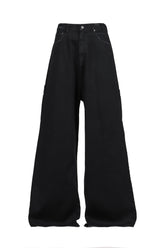 DISTRESSED WIDE JEANS / BLACK 