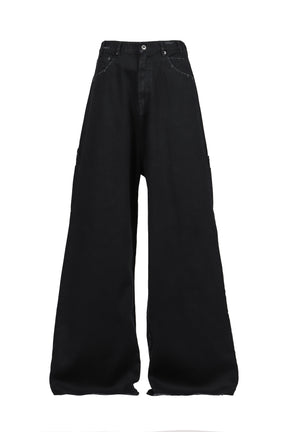 DISTRESSED WIDE JEANS / BLACK 