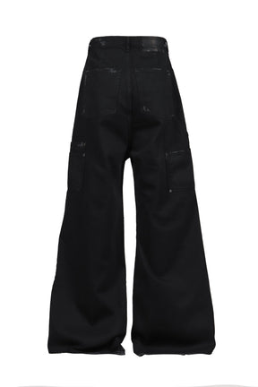 DISTRESSED WIDE JEANS / BLACK 