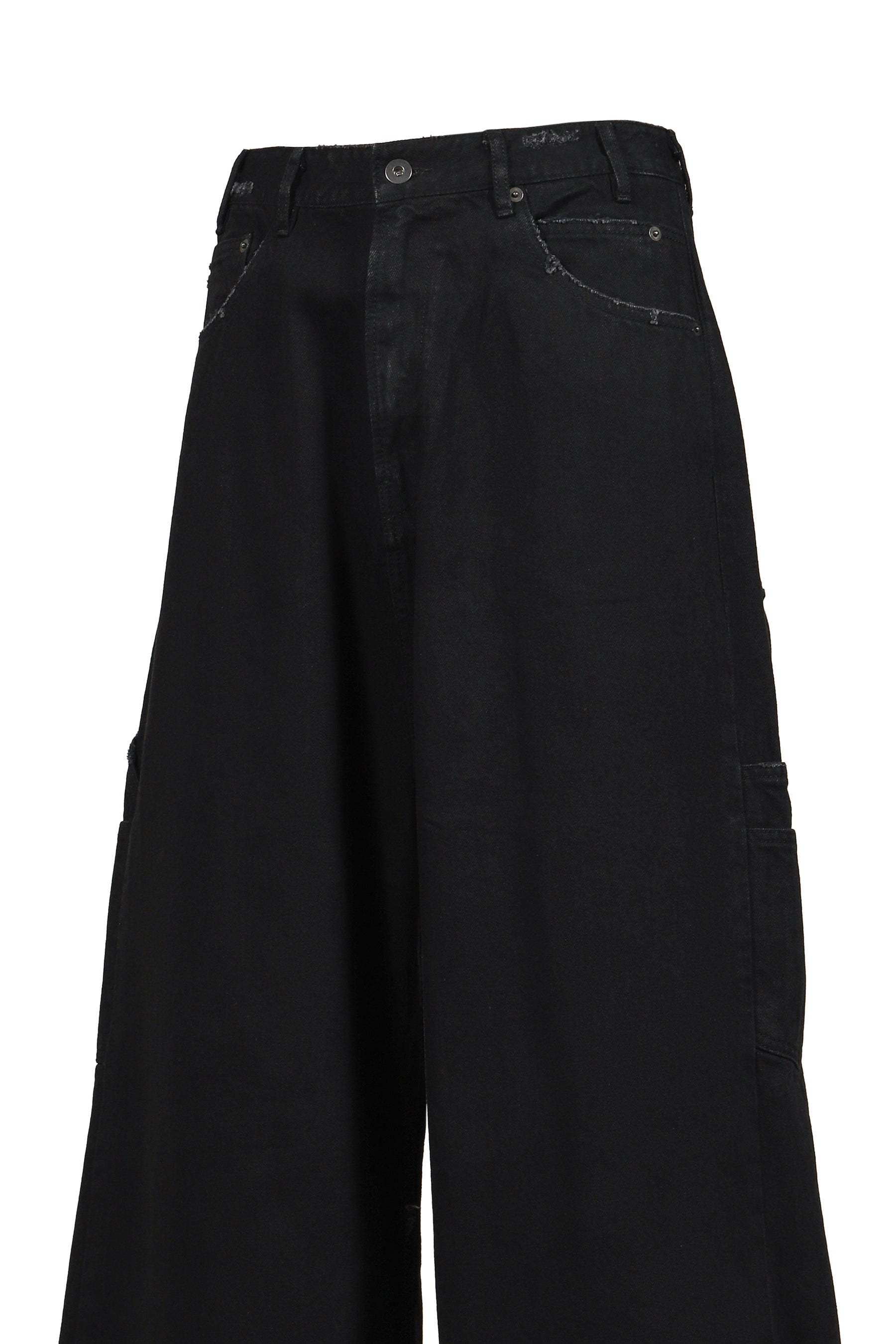 DISTRESSED WIDE JEANS / BLACK 