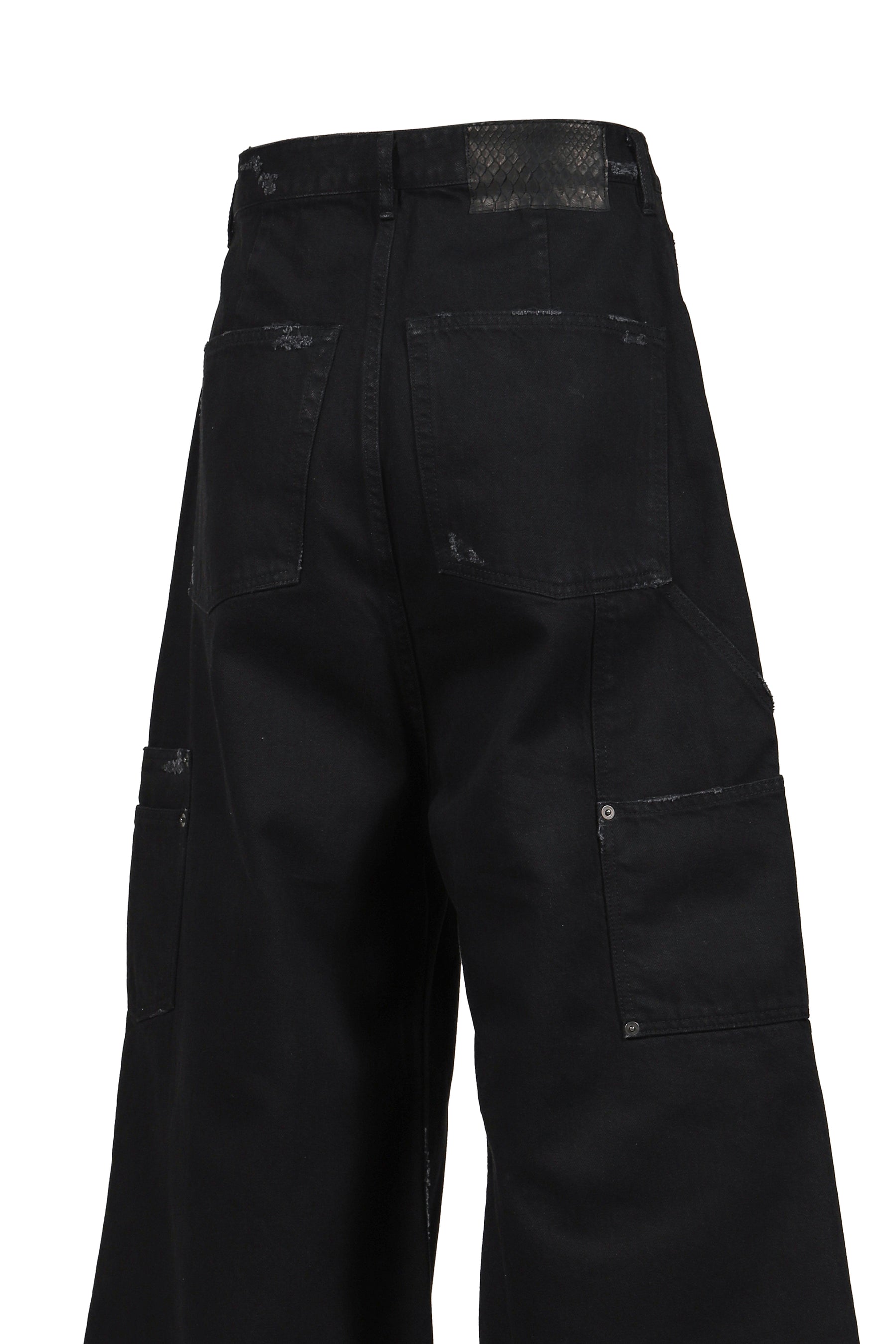 DISTRESSED WIDE JEANS / BLACK 