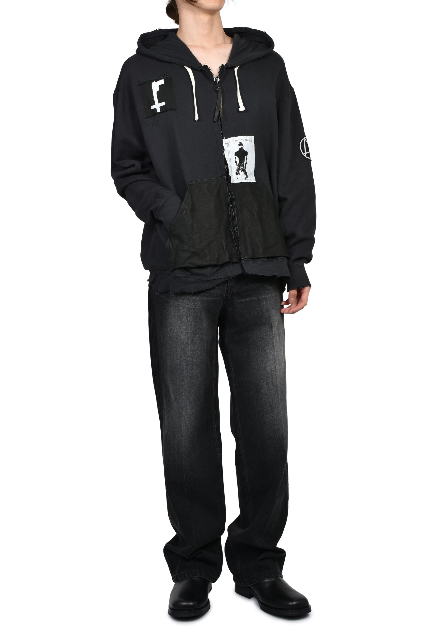 BOOTLEG ZIP UP HOODIE / BLK