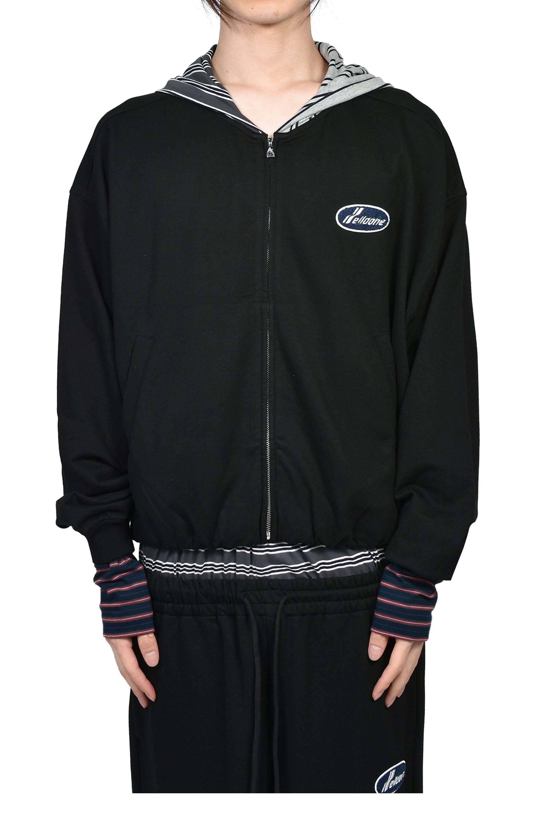 BLACK BUBBLE HOODIE ZIP-UP / BLK