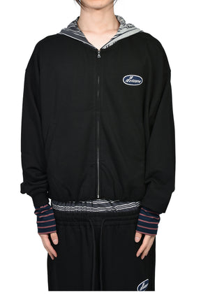 BLACK BUBBLE HOODIE ZIP-UP / BLK