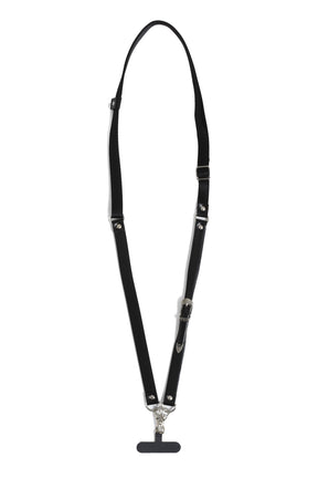 LEATHER NYLON PHONE STRAP / BLK