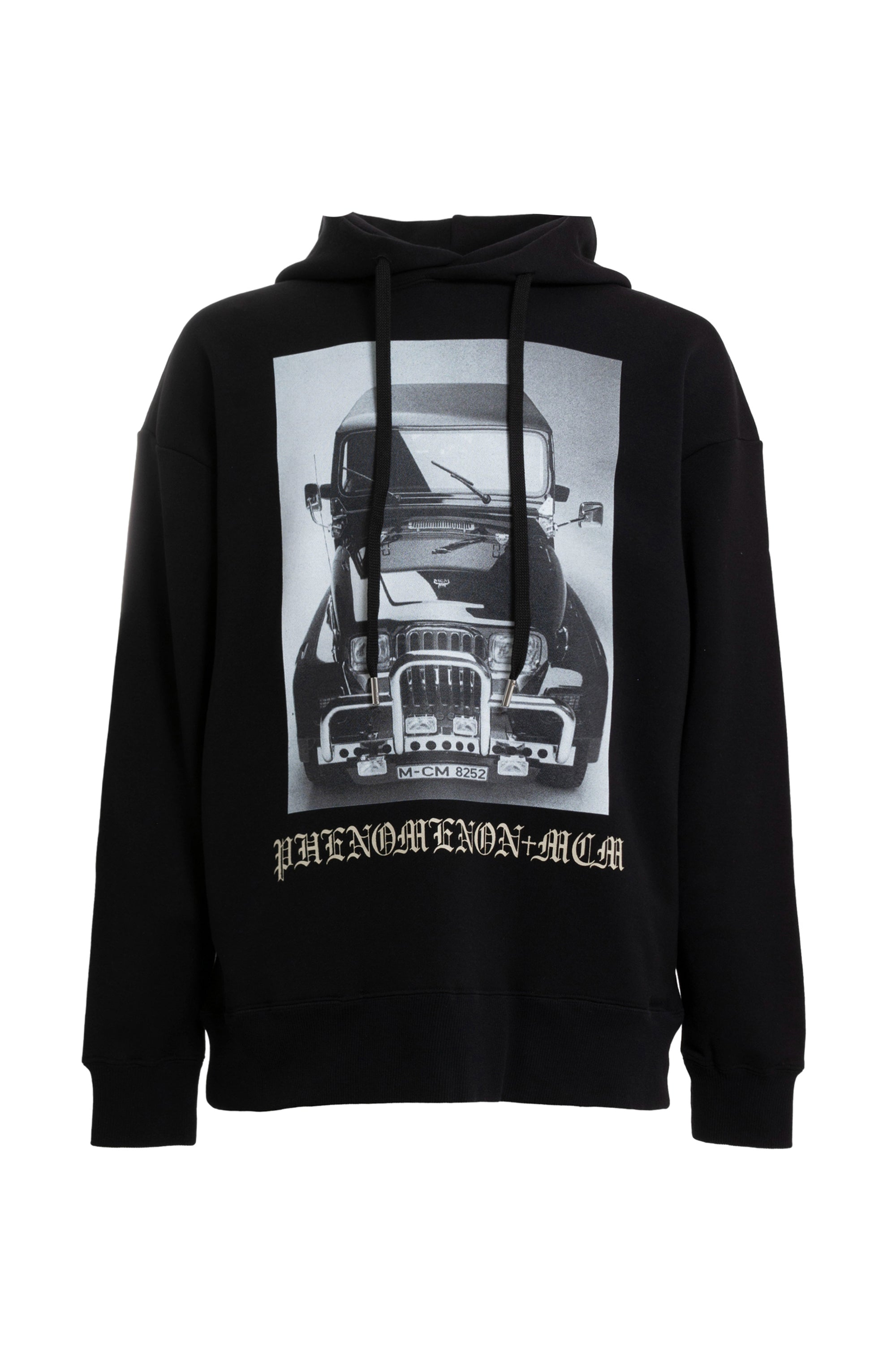 P+M FW23 VEHICLE PHOTO PRINTED PULLOVER HOODED / BLK -NUBIAN