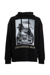 VEHICLE PHOTO PRINTED PULLOVER HOODED / BLK