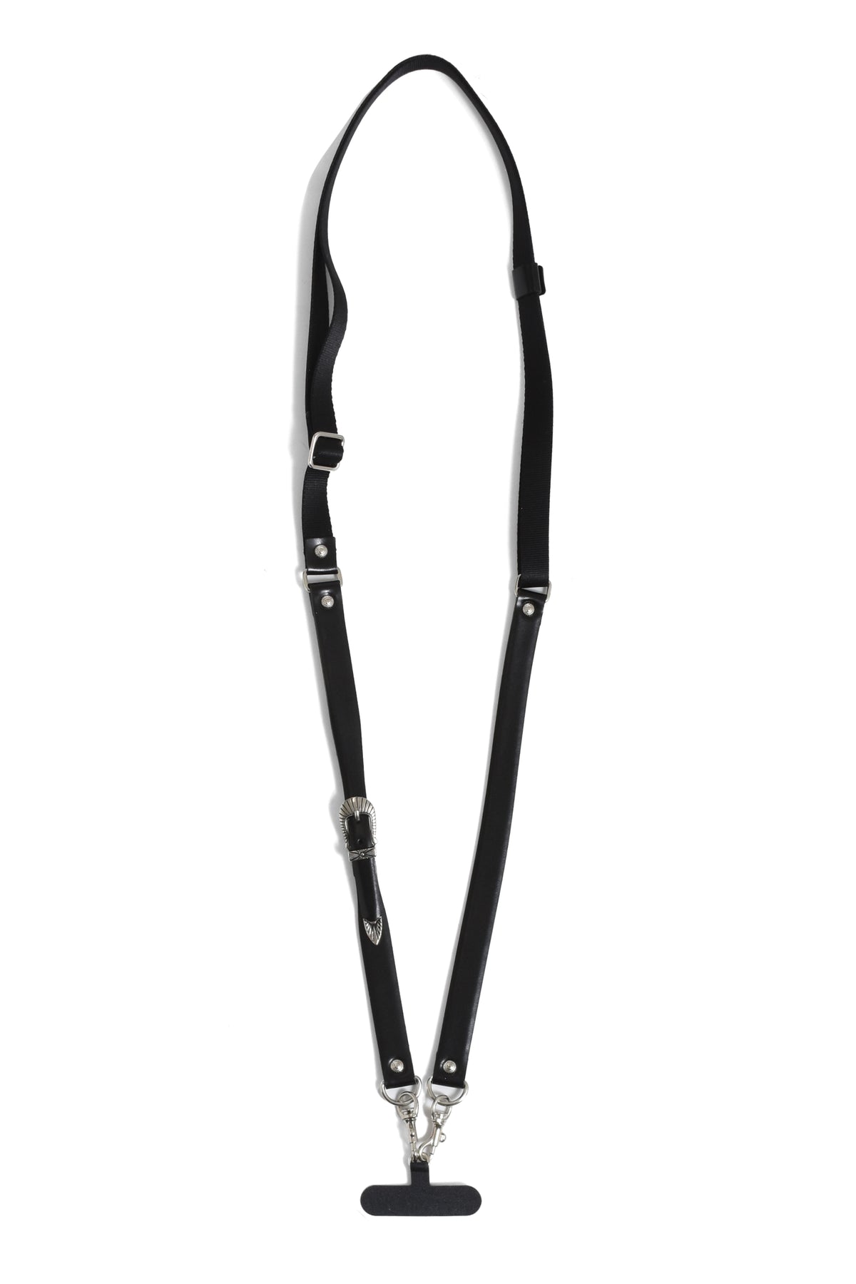 LEATHER NYLON PHONE STRAP / BLK