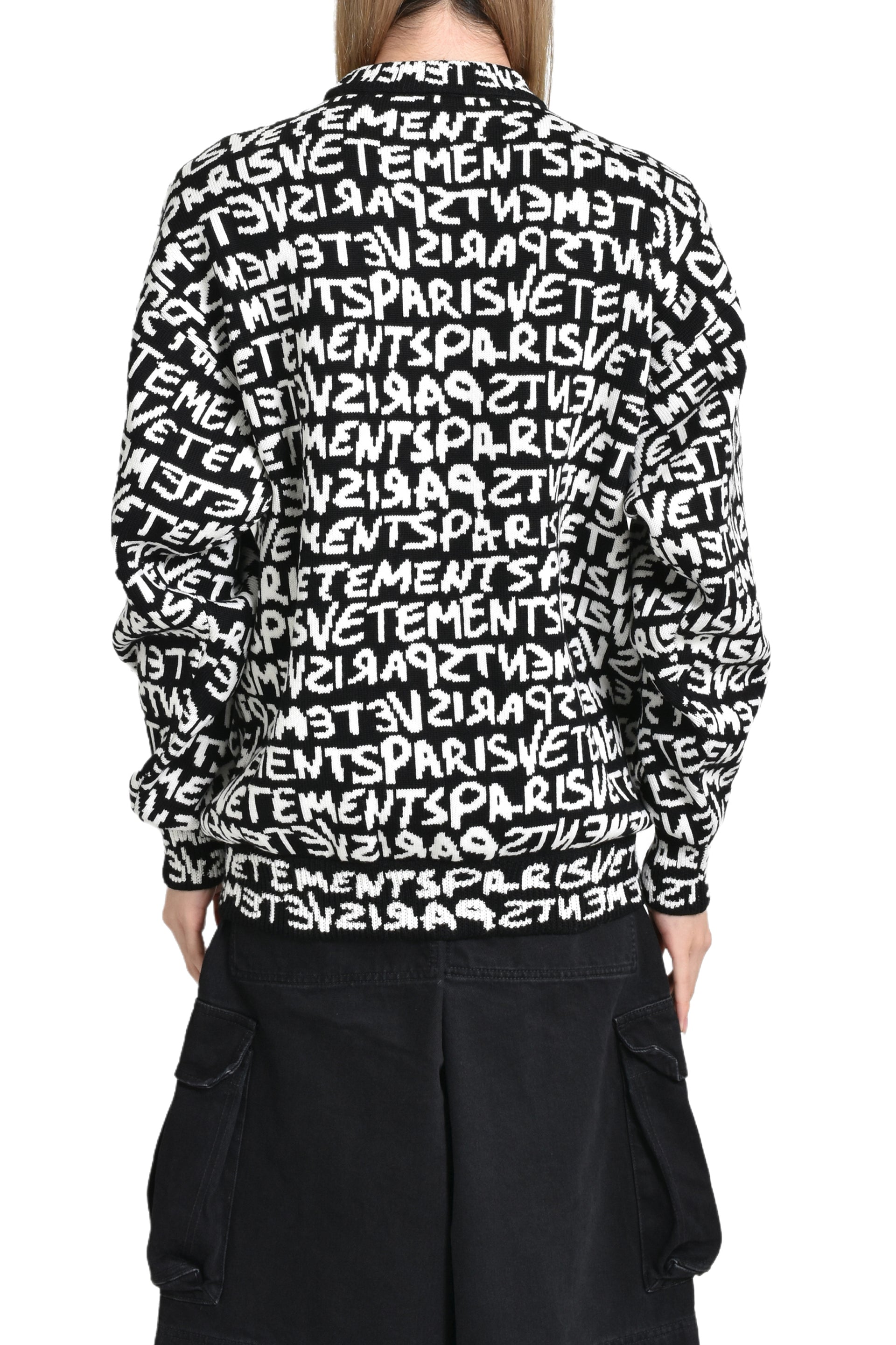 VETEMENTS VETEMENTS PARIS MONOGRAM SWEATER / BLK WHT