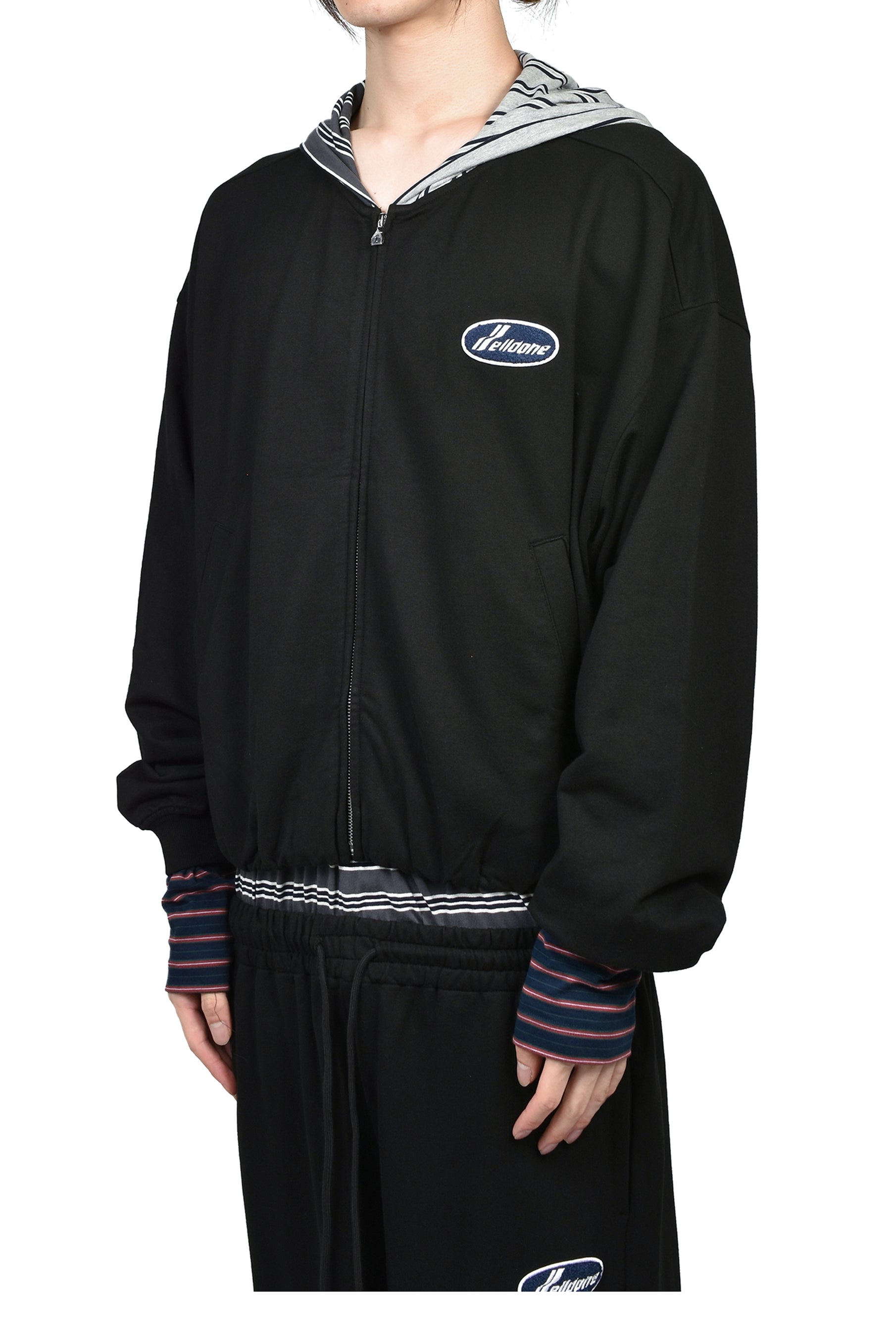 BLACK BUBBLE HOODIE ZIP-UP / BLK