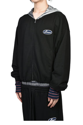 BLACK BUBBLE HOODIE ZIP-UP / BLK