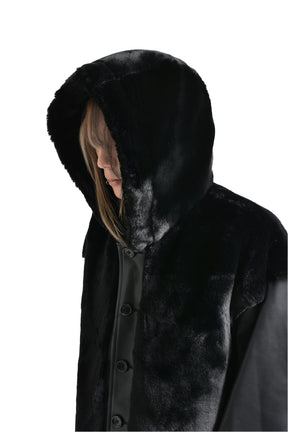 HOODED GRIZZLY JACKET / BLK