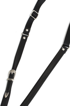 LEATHER NYLON PHONE STRAP / BLK