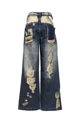DISTRESSED CUT-OUT COLOSSUS JEANS / BLU