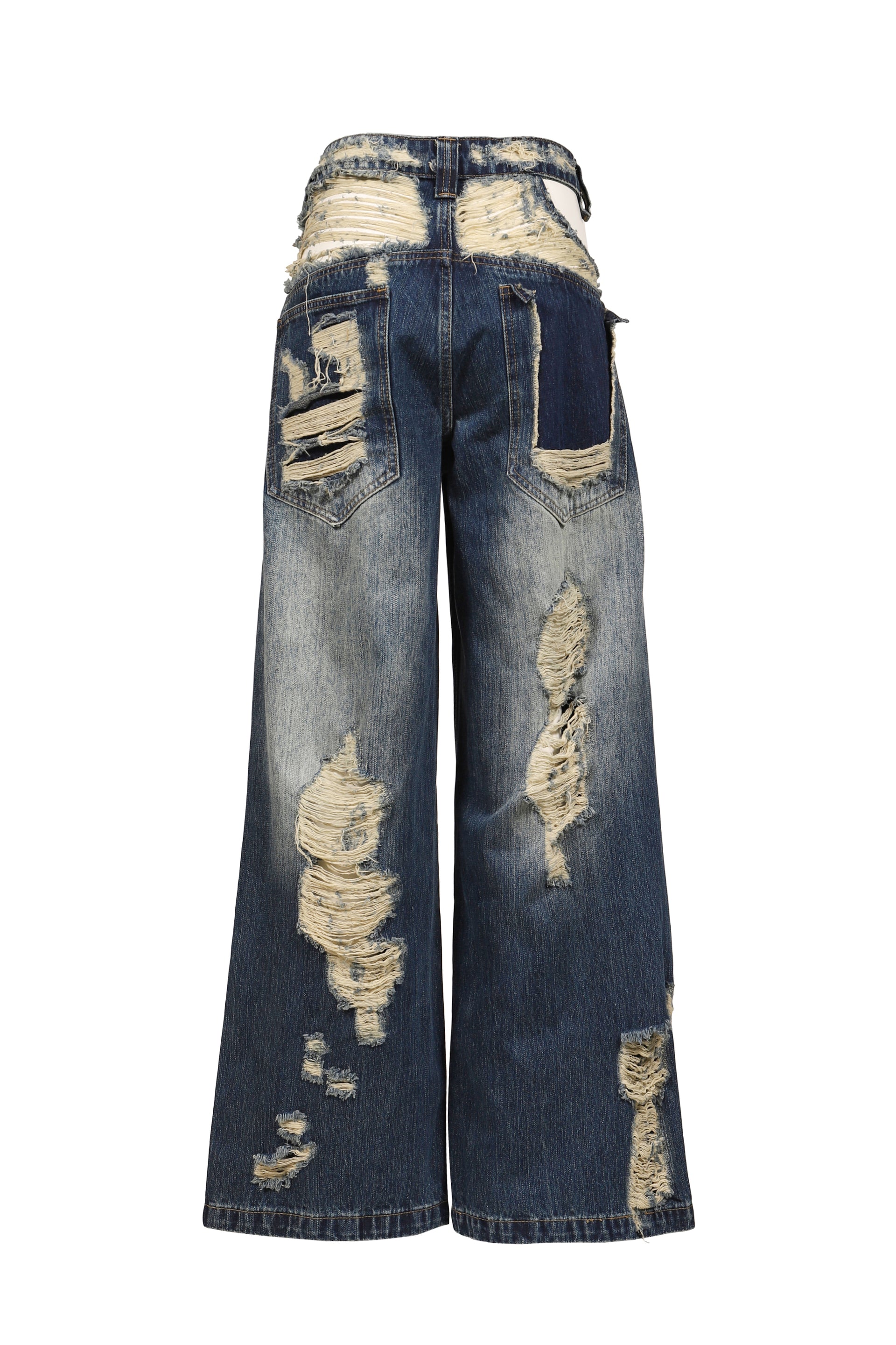 DISTRESSED CUT-OUT COLOSSUS JEANS / BLU