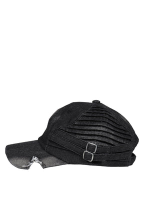 QUILTED DENIM CUT CAP / GRY