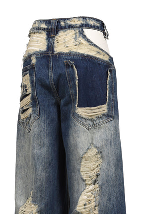 DISTRESSED CUT-OUT COLOSSUS JEANS / BLU