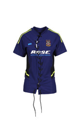 WOMENS LACE UP FOOTBALL TOP / BLU NVY BLU