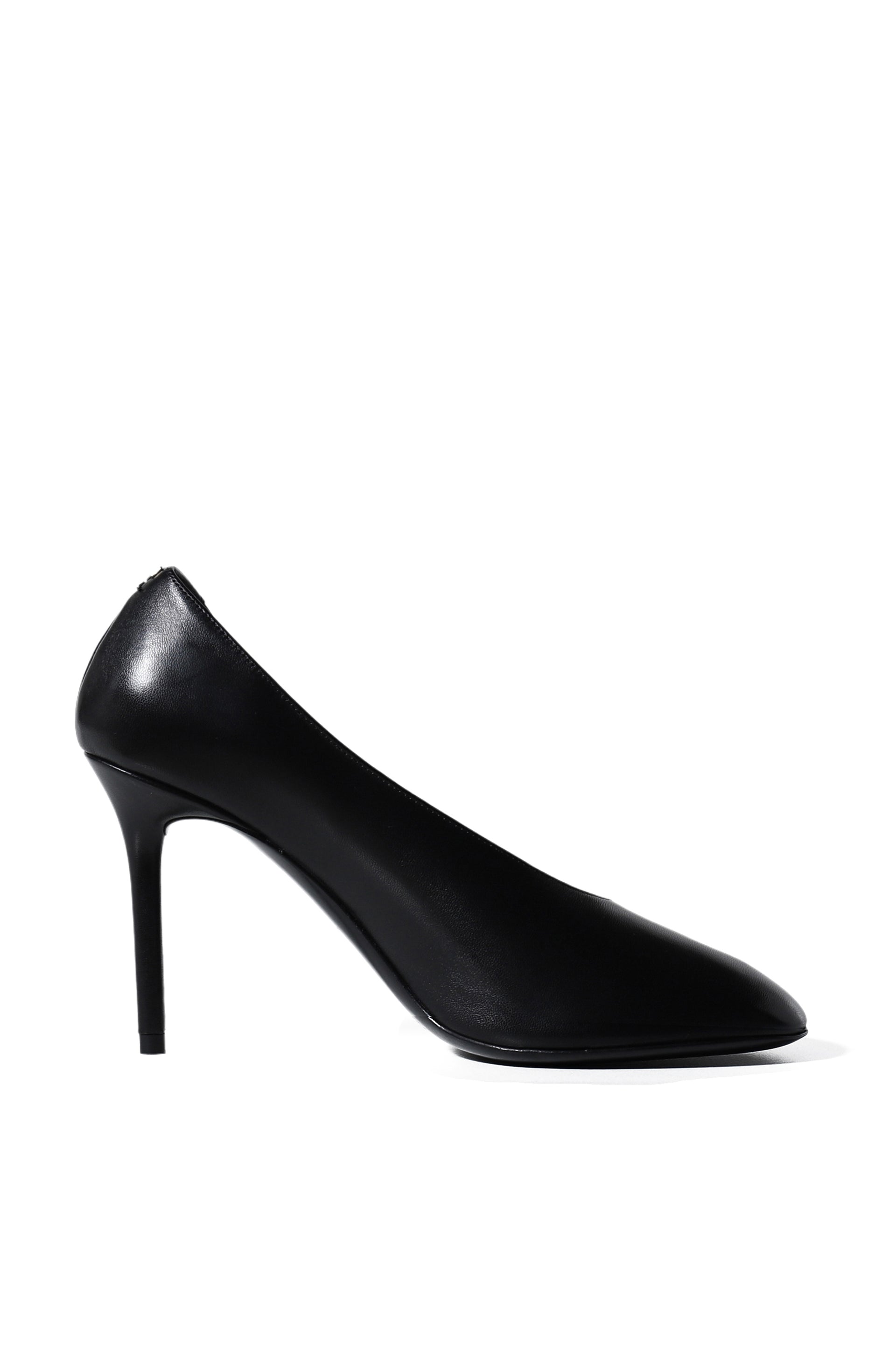 Courrèges OBLIQUE STRAP LEATHER STILETTOS / BLK