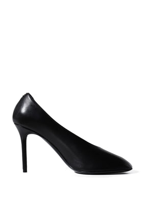 OBLIQUE STRAP LEATHER STILETTOS / BLK