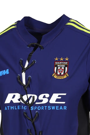 WOMENS LACE UP FOOTBALL TOP / BLU NVY BLU