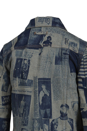 Jean Paul Gaultier FITTED DENIM JACKET WITH NEWSPAPER PRINT / IND/BEI