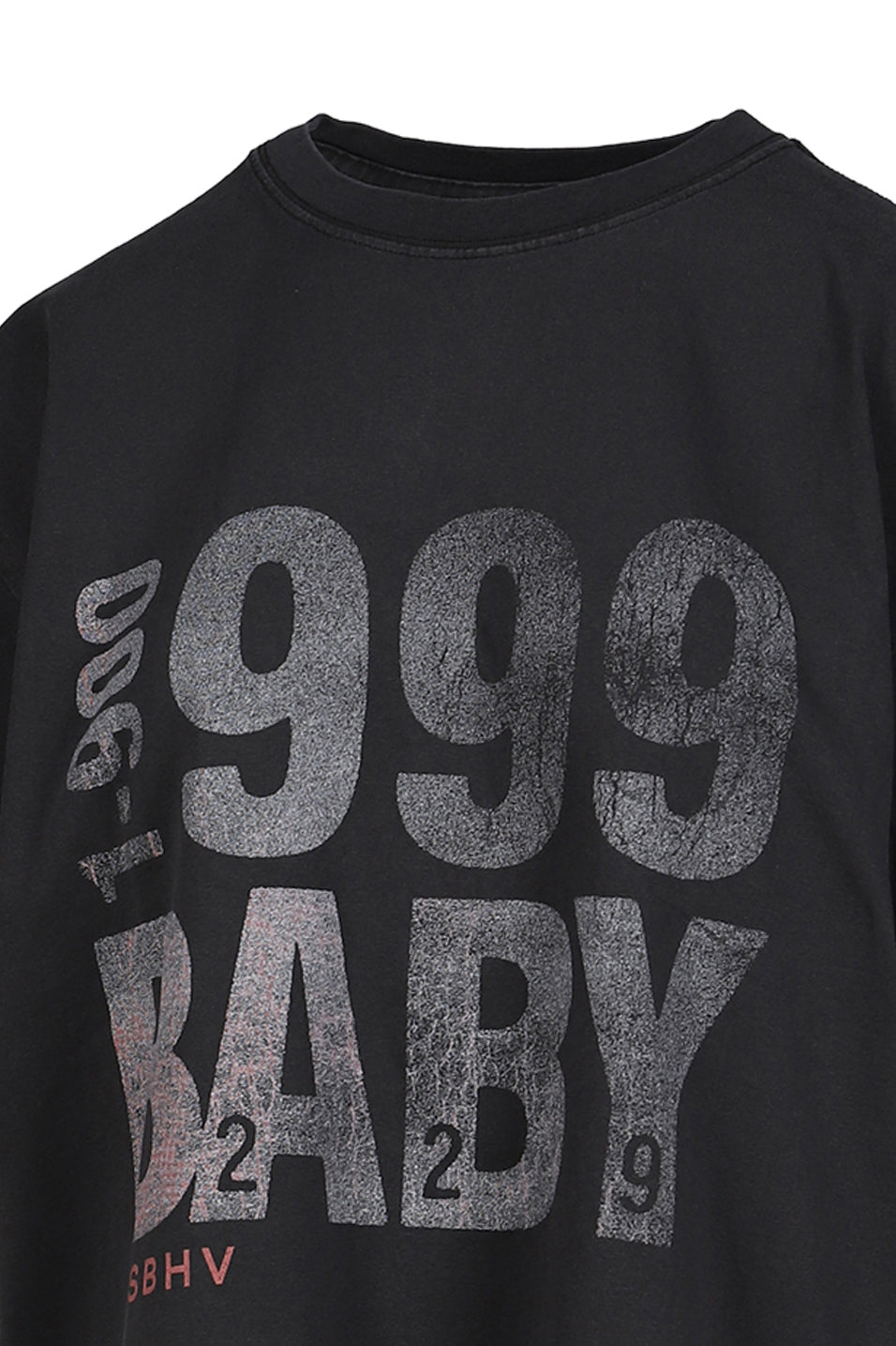 999 BABY T-SHIRT UNISEX / WASHED BLK
