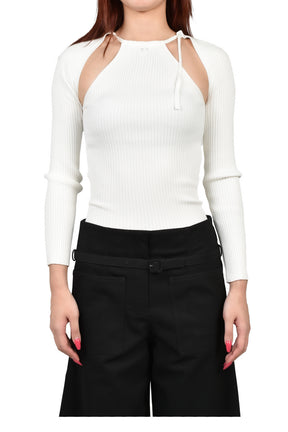 RIB KNIT CUT OUT SWEATER / HERITAGE WHT