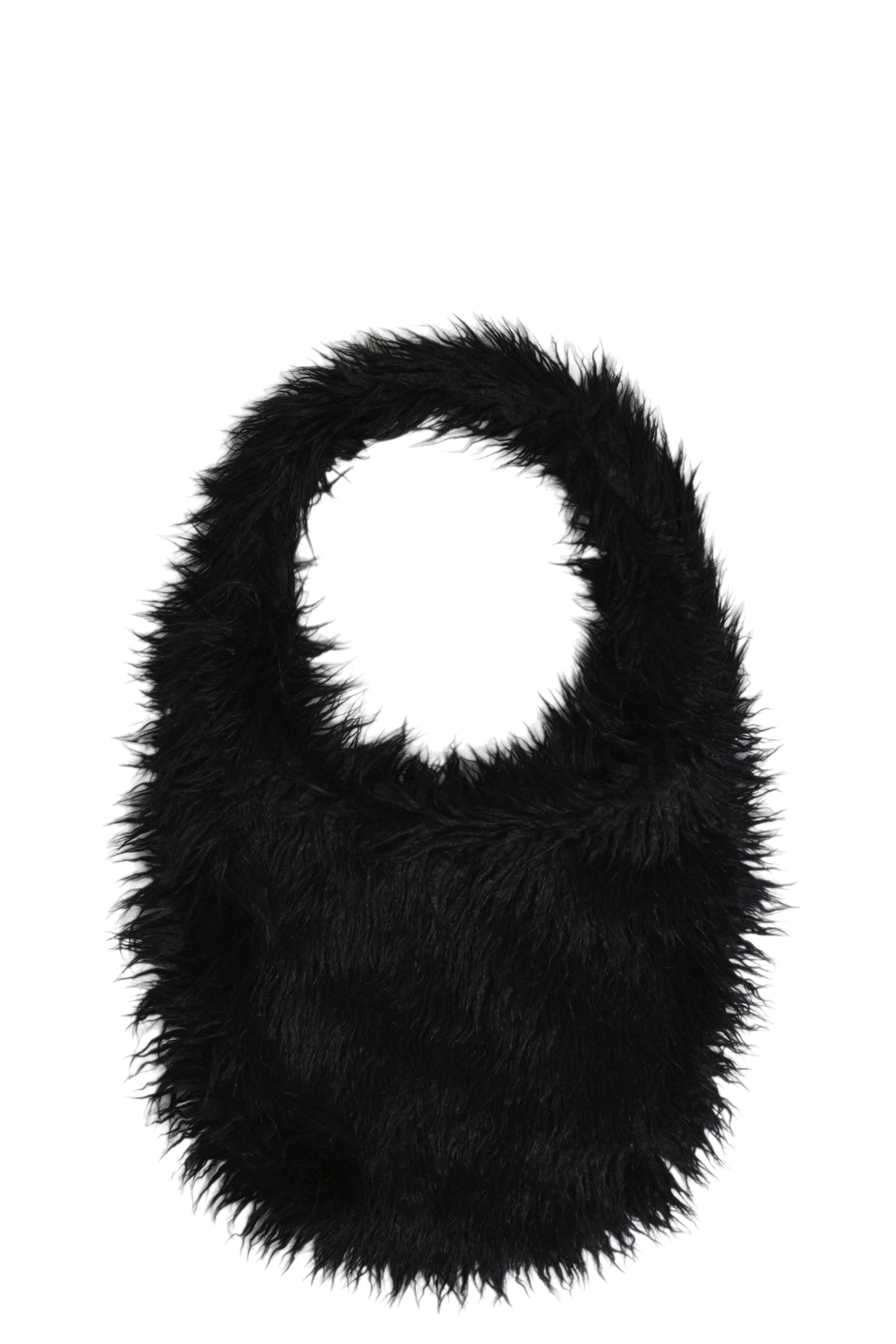 HAIRY FUR OVERSIZED SHOULDER BAG / BLK