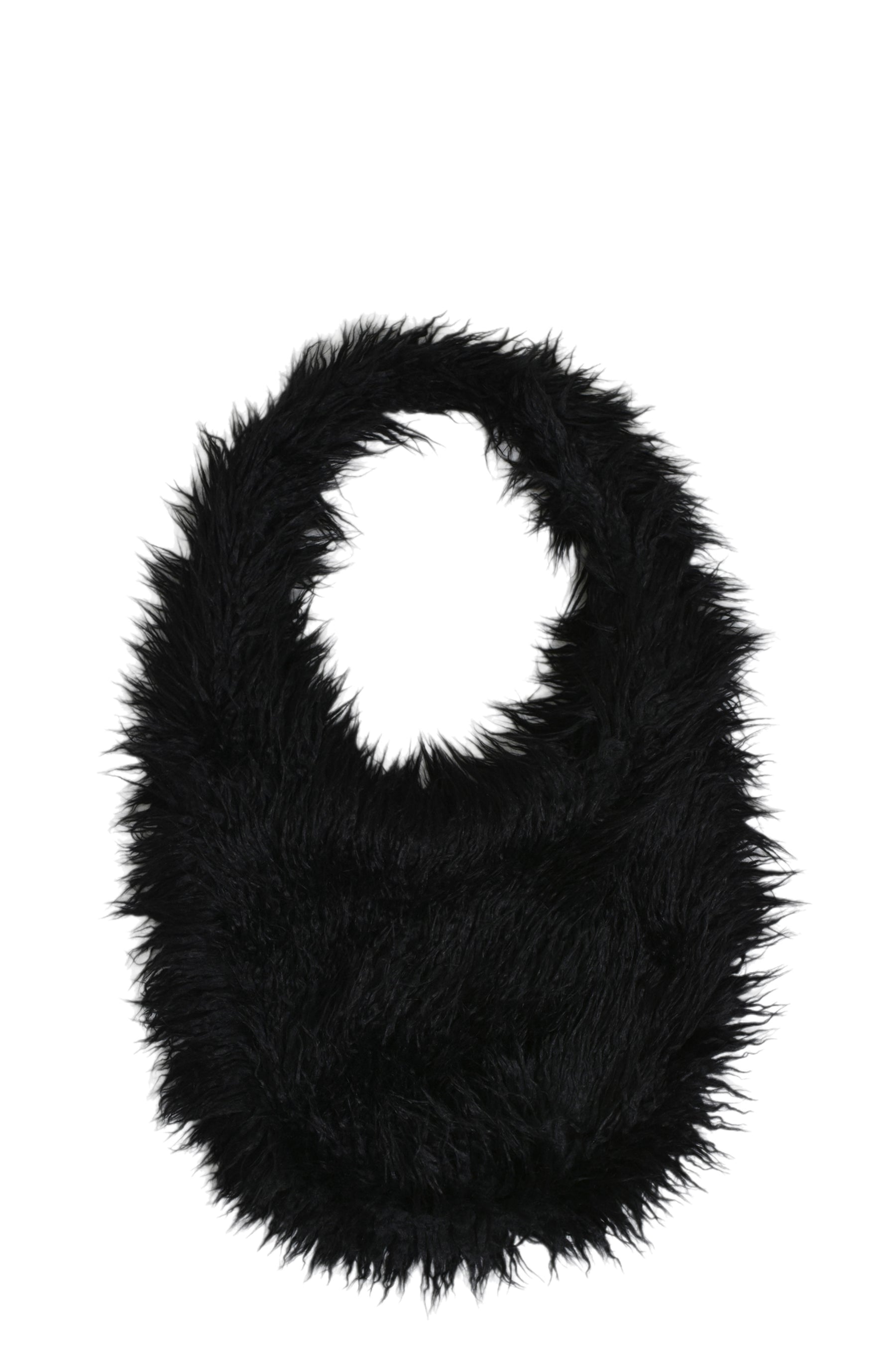 HAIRY FUR OVERSIZED SHOULDER BAG / BLK