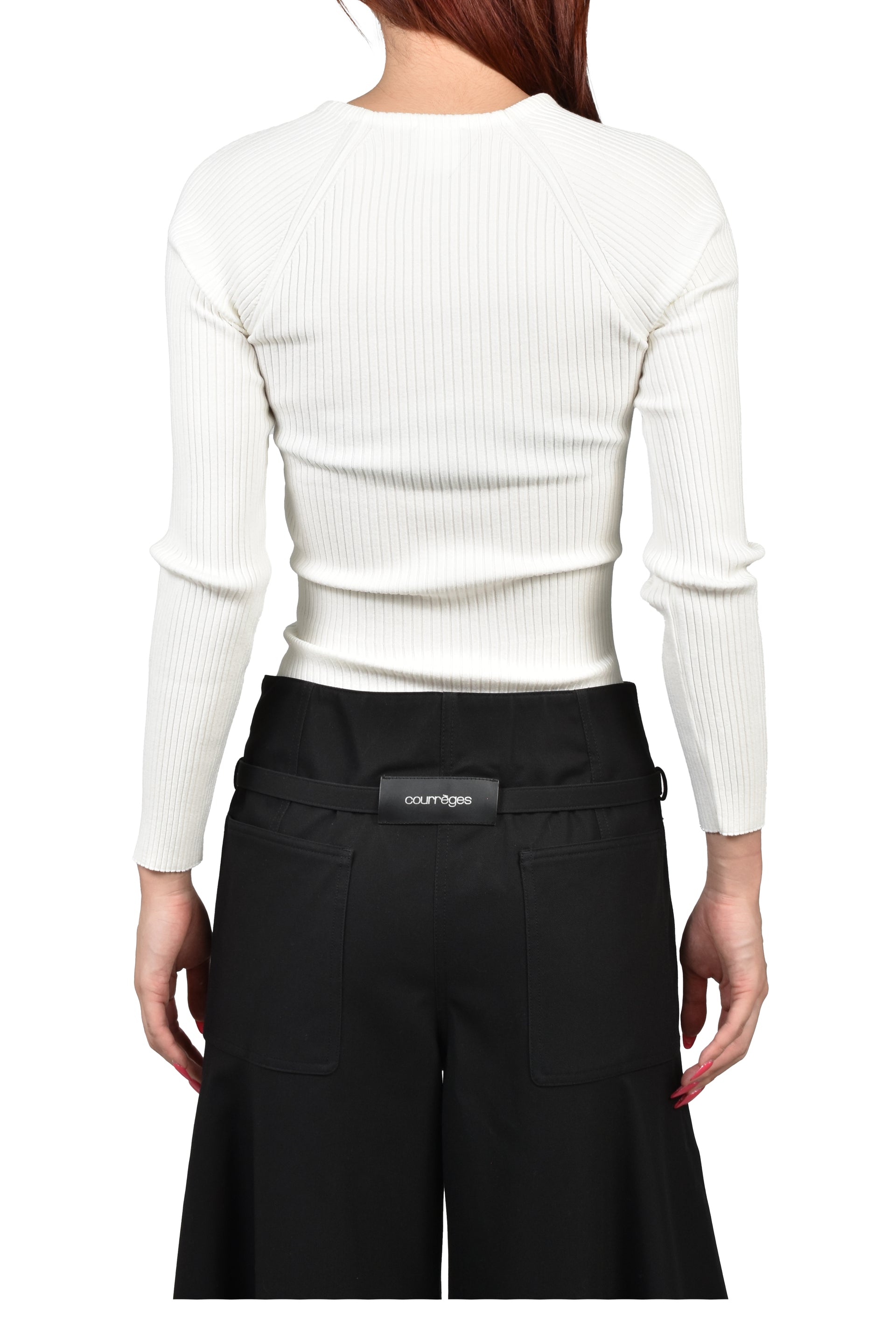 RIB KNIT CUT OUT SWEATER / HERITAGE WHT