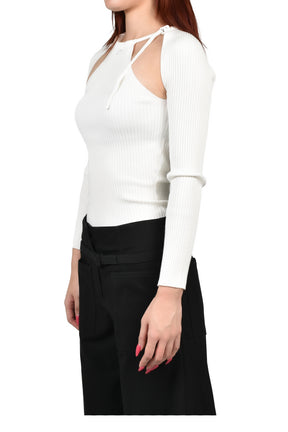 RIB KNIT CUT OUT SWEATER / HERITAGE WHT