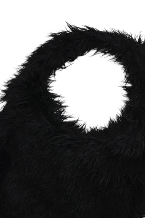 HAIRY FUR OVERSIZED SHOULDER BAG / BLK