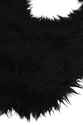 HAIRY FUR OVERSIZED SHOULDER BAG / BLK