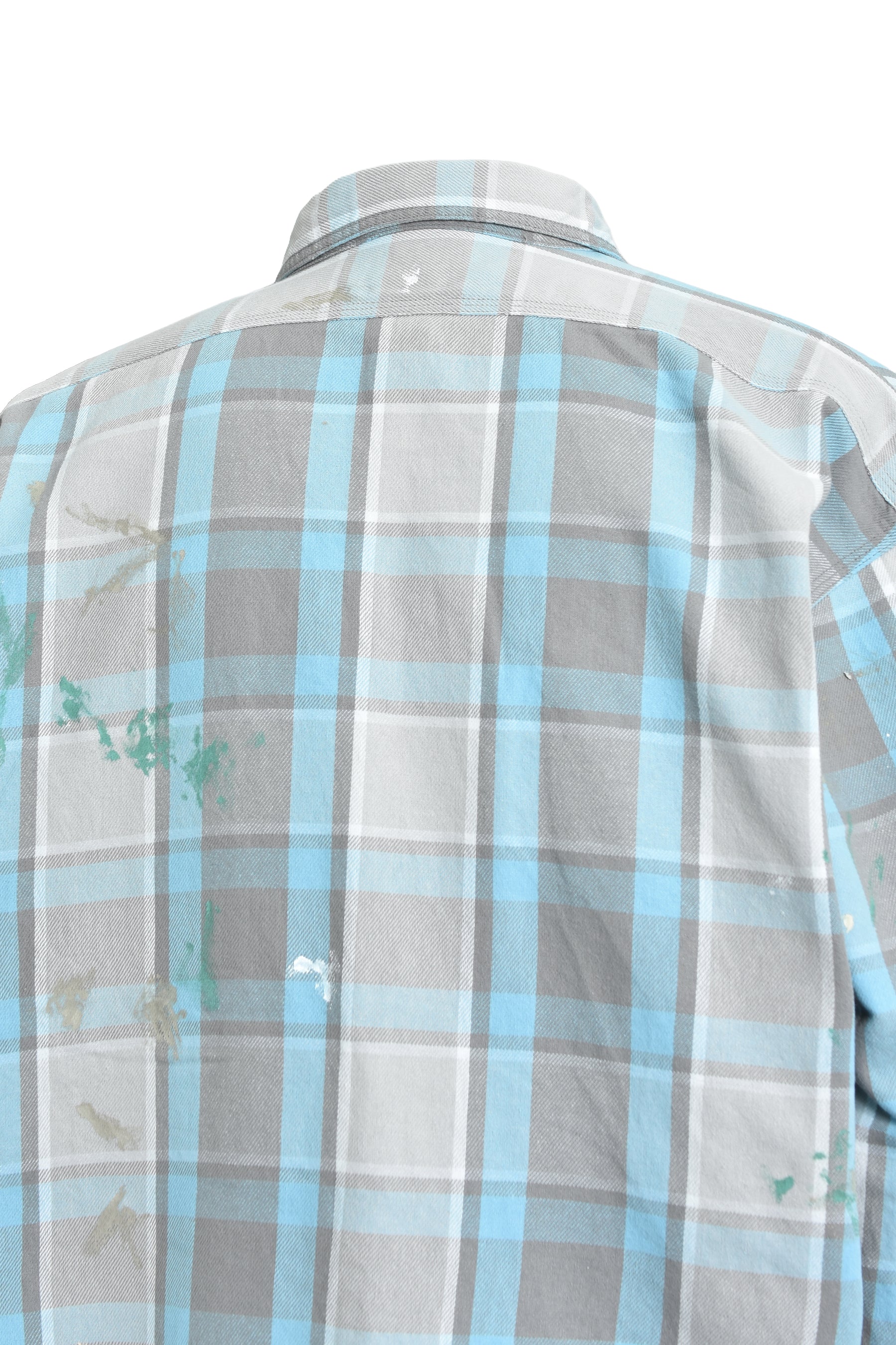 PAINTER'S PAINT STAINED FLANNEL SHIRT / AGED L.BLU×O.WHT