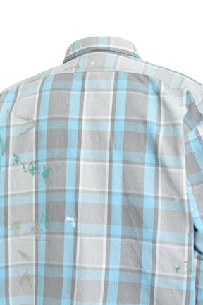PAINTER'S PAINT STAINED FLANNEL SHIRT / AGED L.BLU×O.WHT