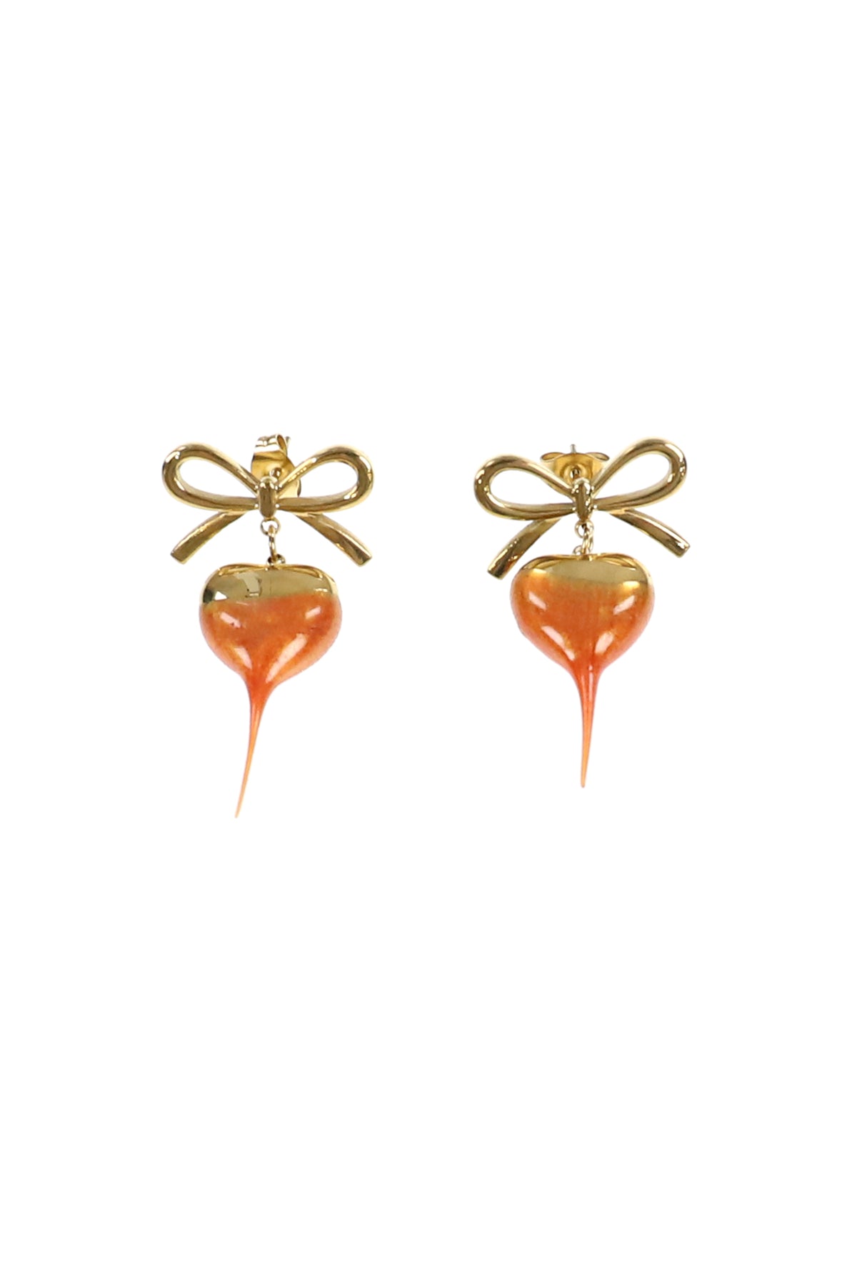 BOW HEART EARRING / GOLD