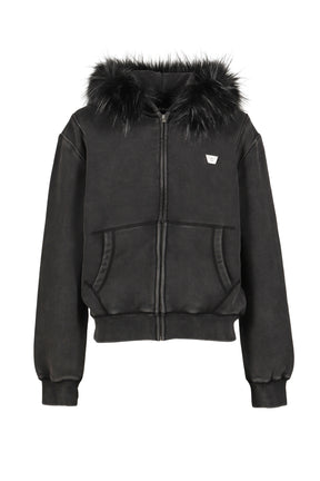 STAR TEDDY FUR HOODIE / BLACK 