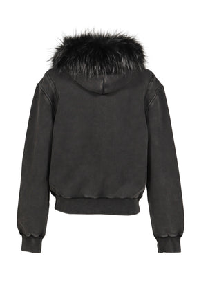 STAR TEDDY FUR HOODIE / BLACK 