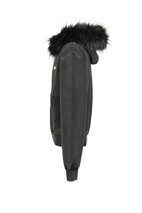 STAR TEDDY FUR HOODIE / BLACK 