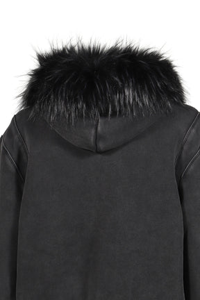 STAR TEDDY FUR HOODIE / BLACK 