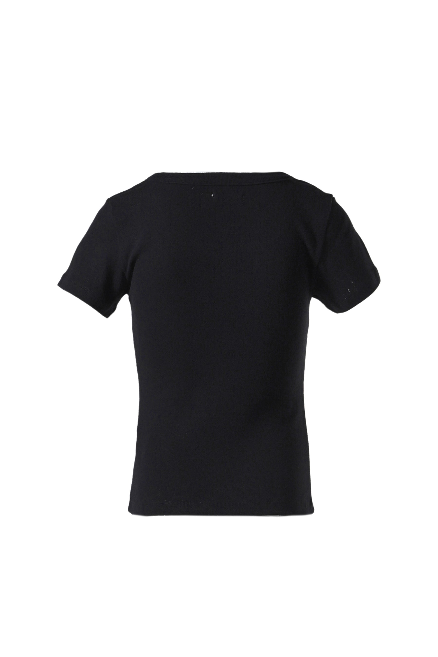 PROVINCE EYELET BUTTON TEE / BLK