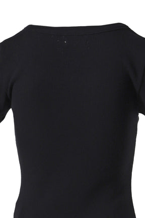 PROVINCE EYELET BUTTON TEE / BLK