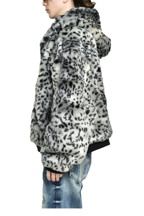 LEOPARD FUR JACKET / WHT/BLK