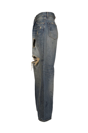 "80YEAR" DAMAGE WIDE DENIM PANTS / IND