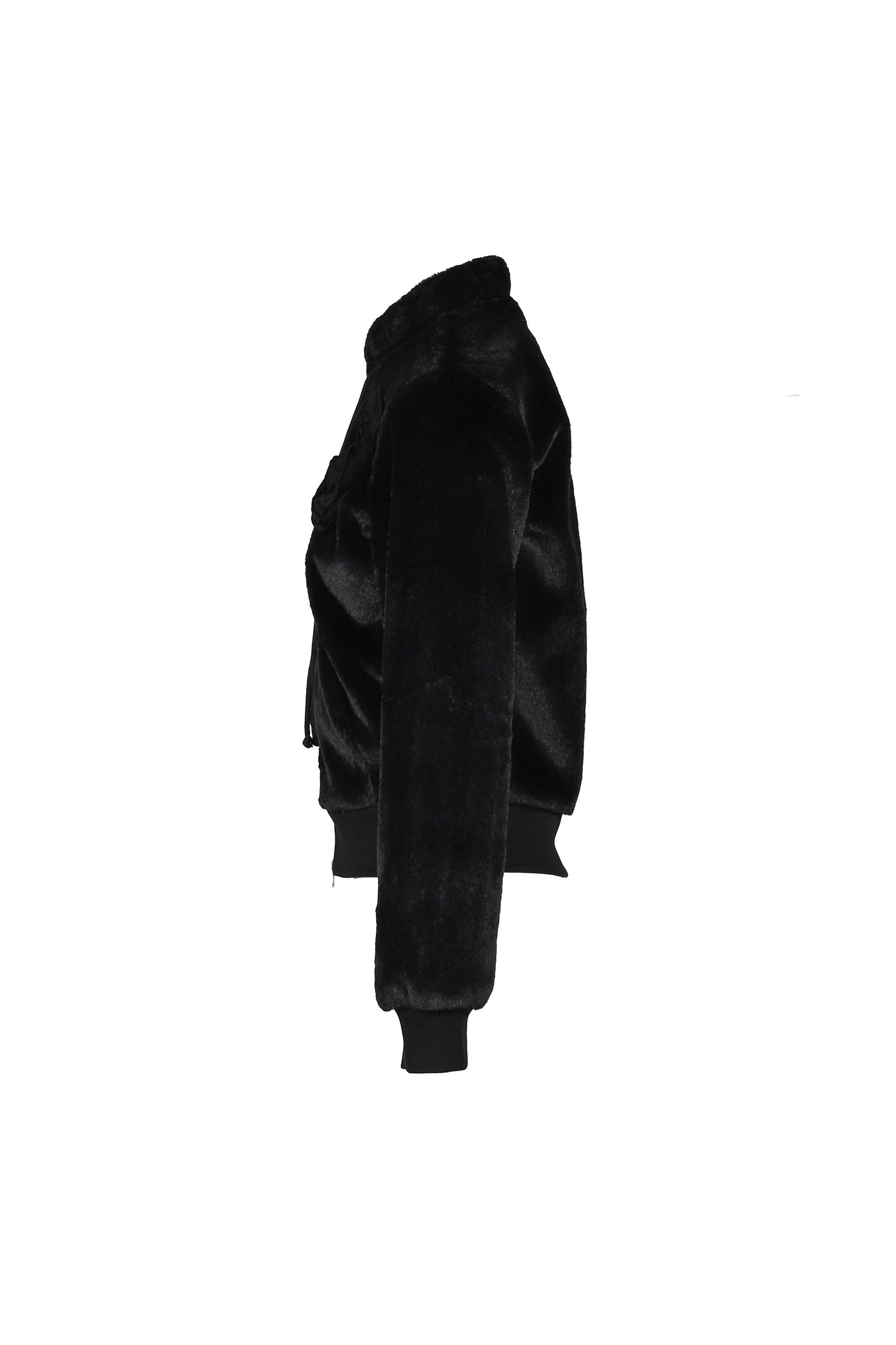 FLEECE APPLIQU_ ZIPUP JACKET / BLK